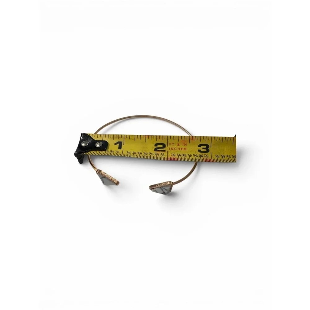 Gold‎ Open Cuff Bracelet with White Marble Triangle Ends